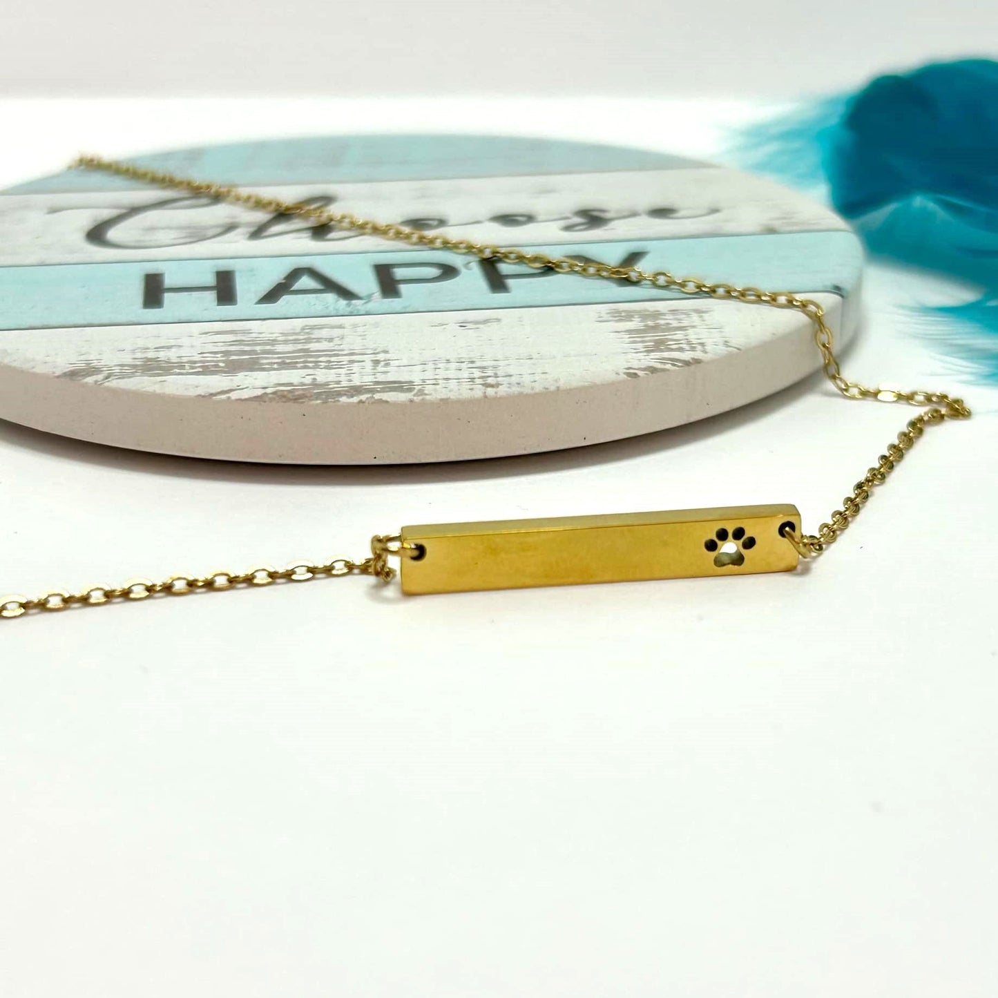 Paw Print Bar Necklace