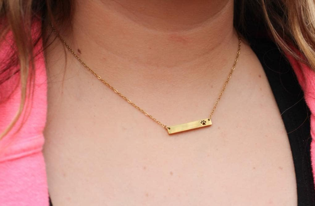 Paw Print Bar Necklace
