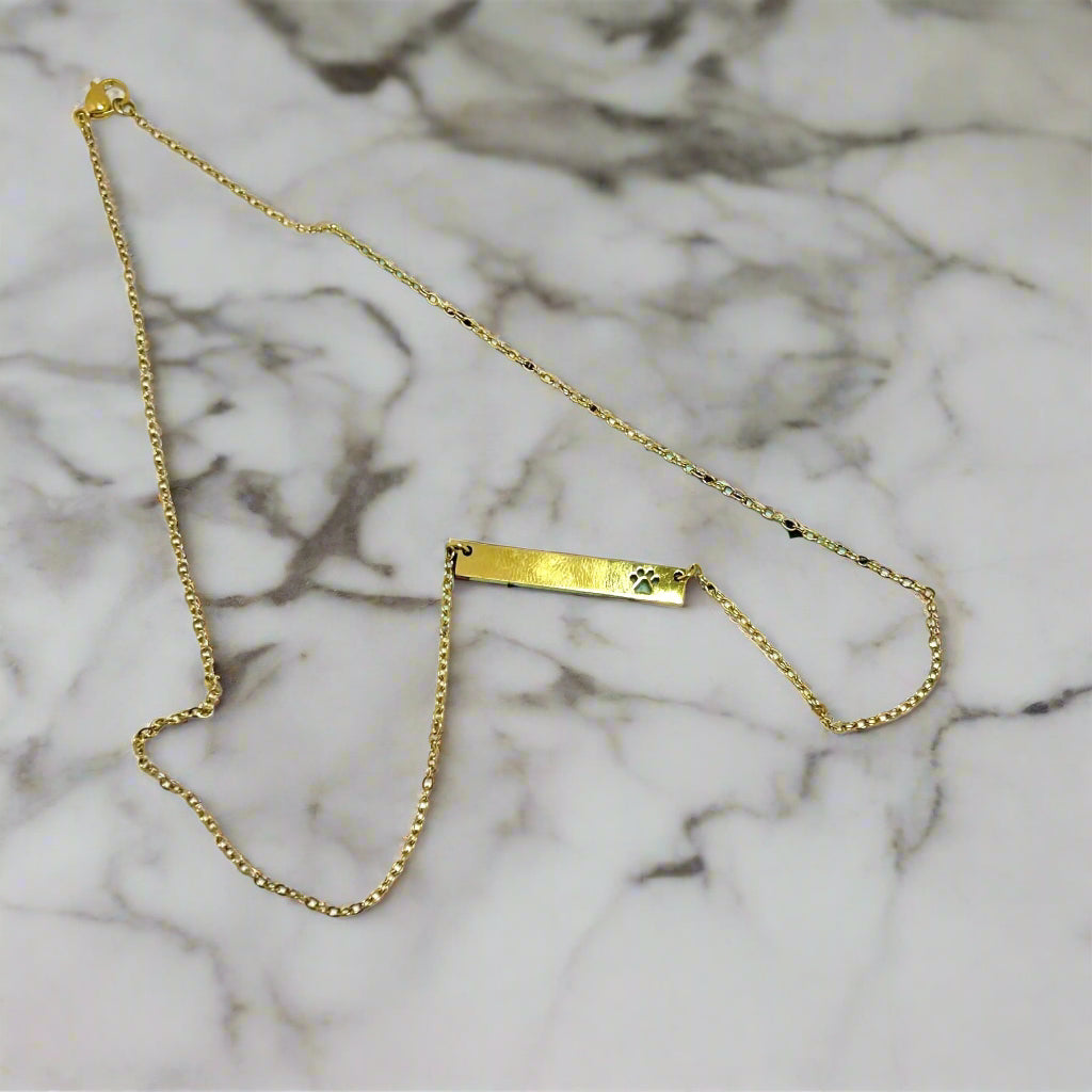 Paw Print Bar Necklace