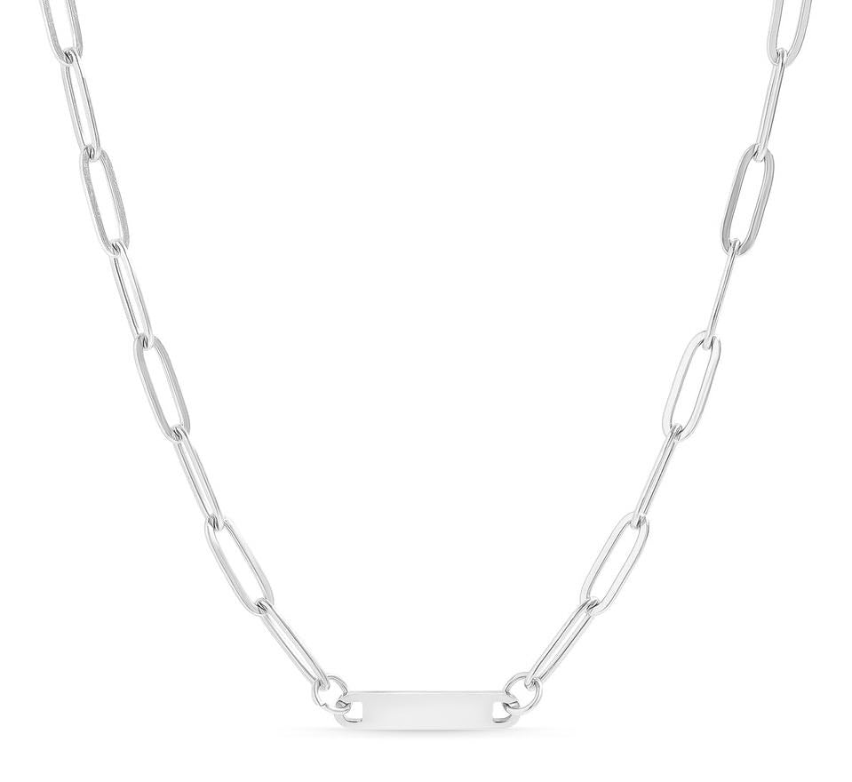 Paperclip Bar Necklace Silver