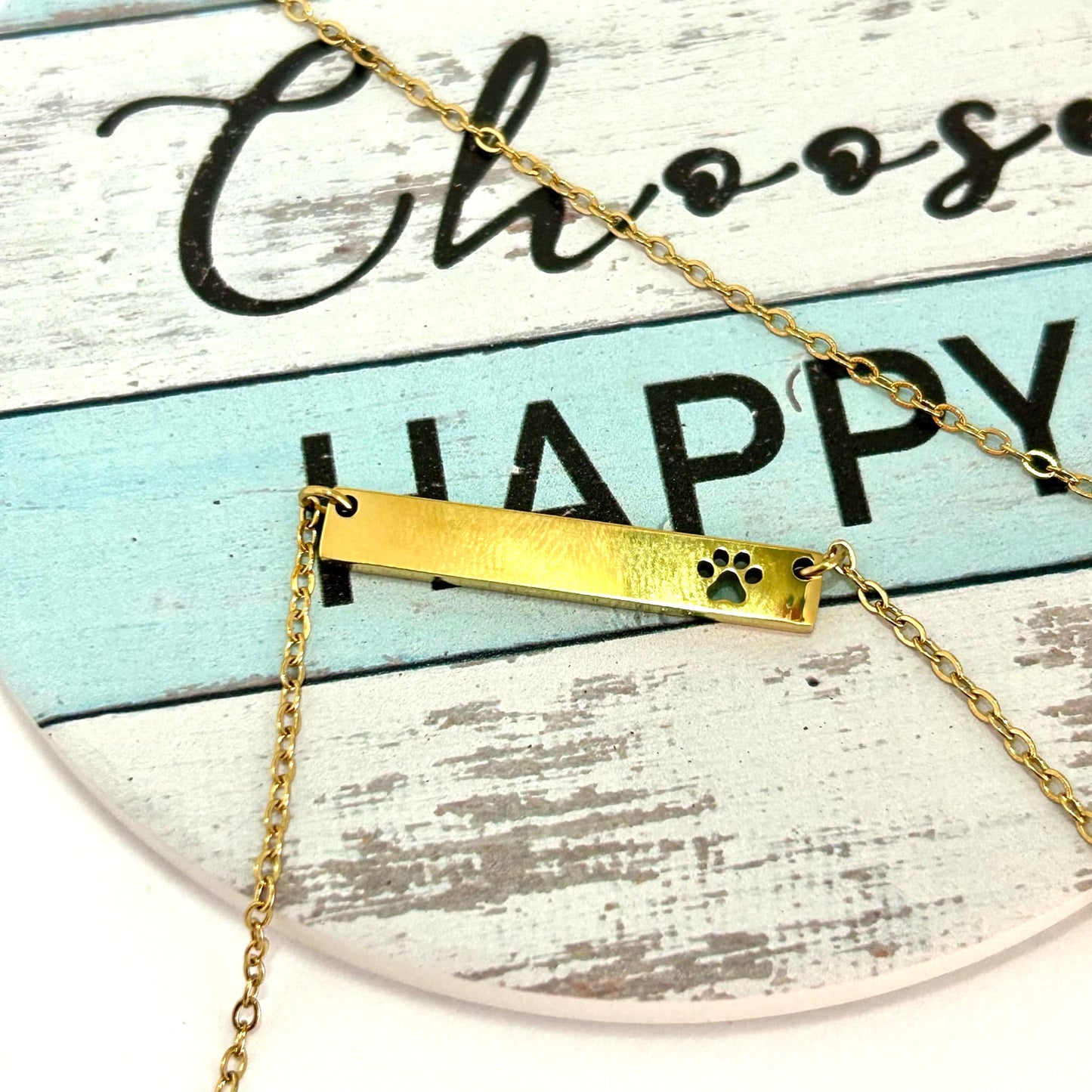 Paw Print Bar Necklace