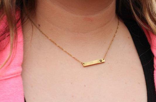 Paw Print Bar Necklace