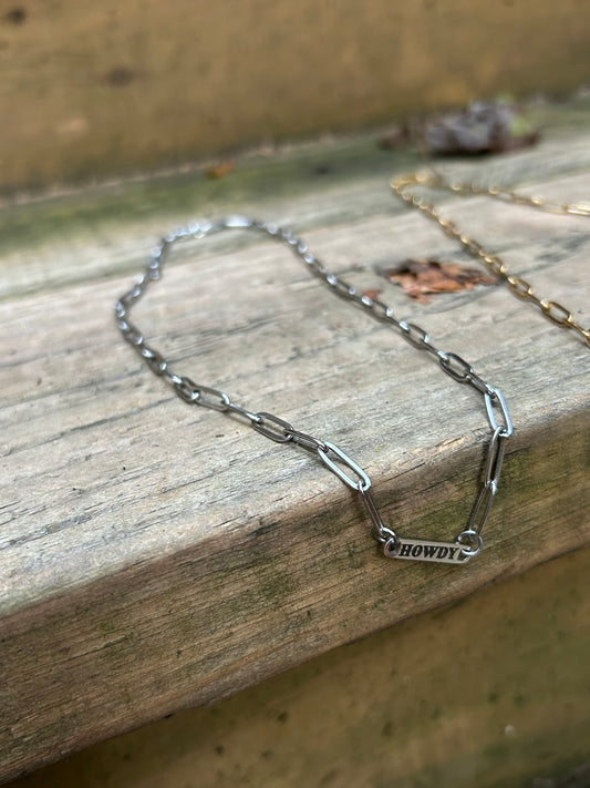 Howdy Paperclip Necklace