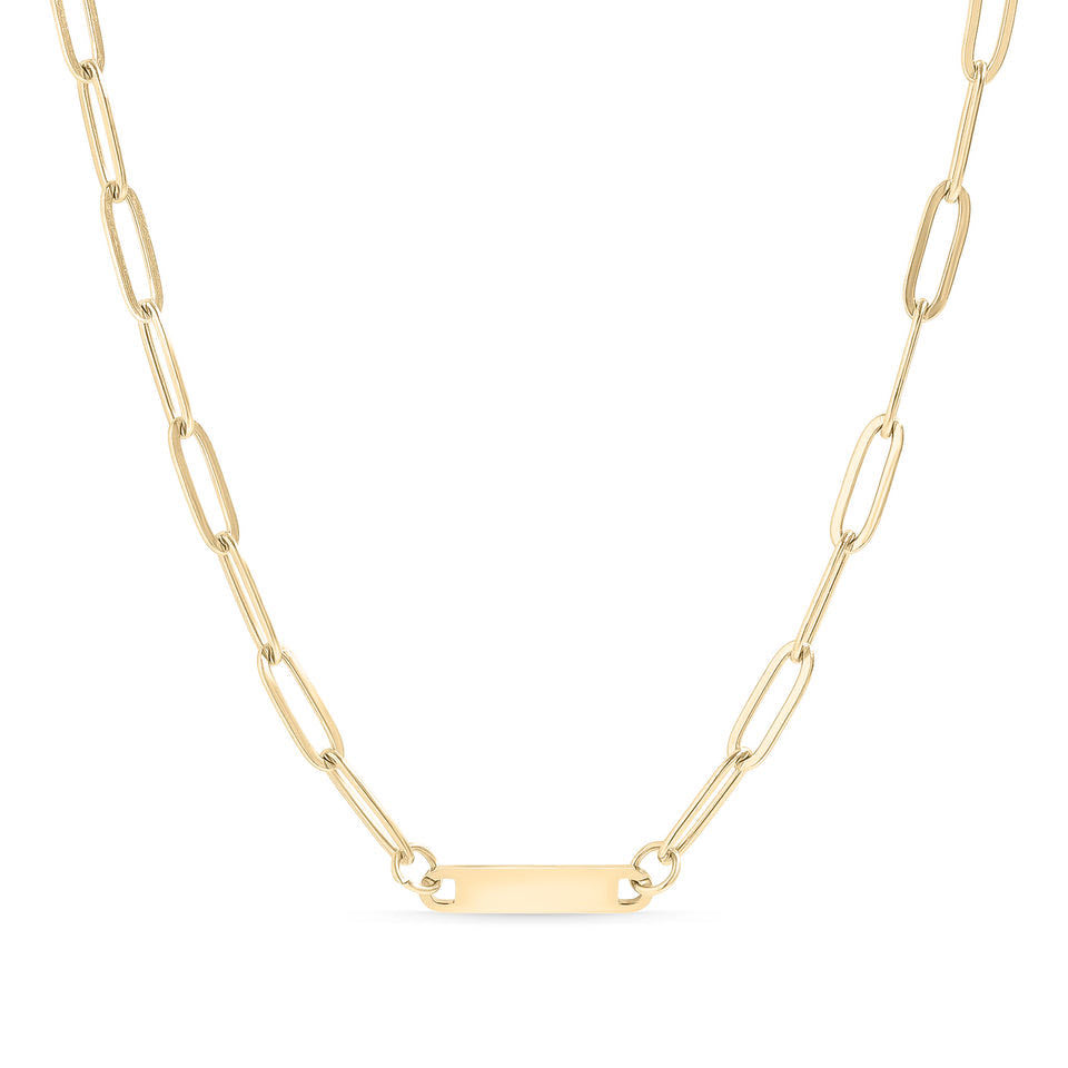 Paperclip Bar Necklace Gold