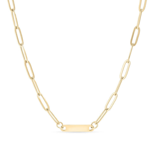 Paperclip Bar Necklace Gold