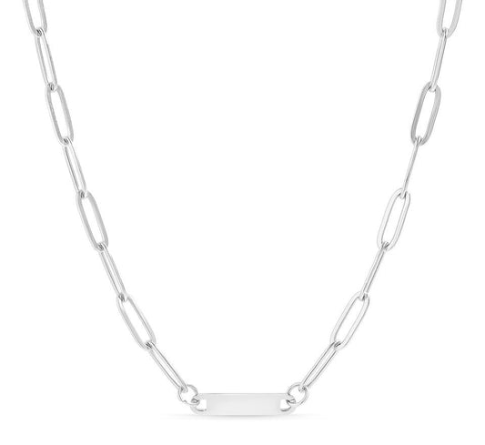 Paperclip Bar Necklace Silver