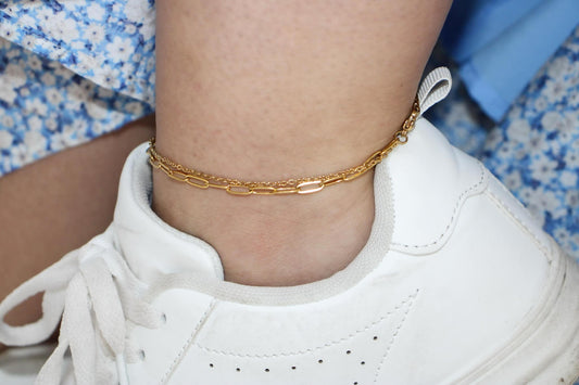 Fearless and Bold Layered Paperclip Anklet
