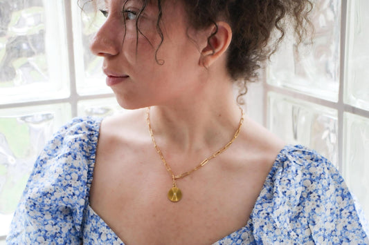Sunburst Medallion CZ Paperclip Necklace