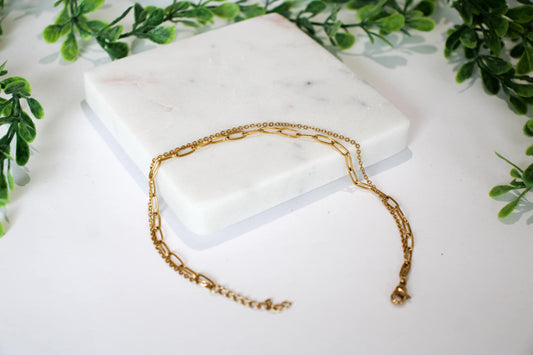 Fearless and Bold Layered Paperclip Anklet