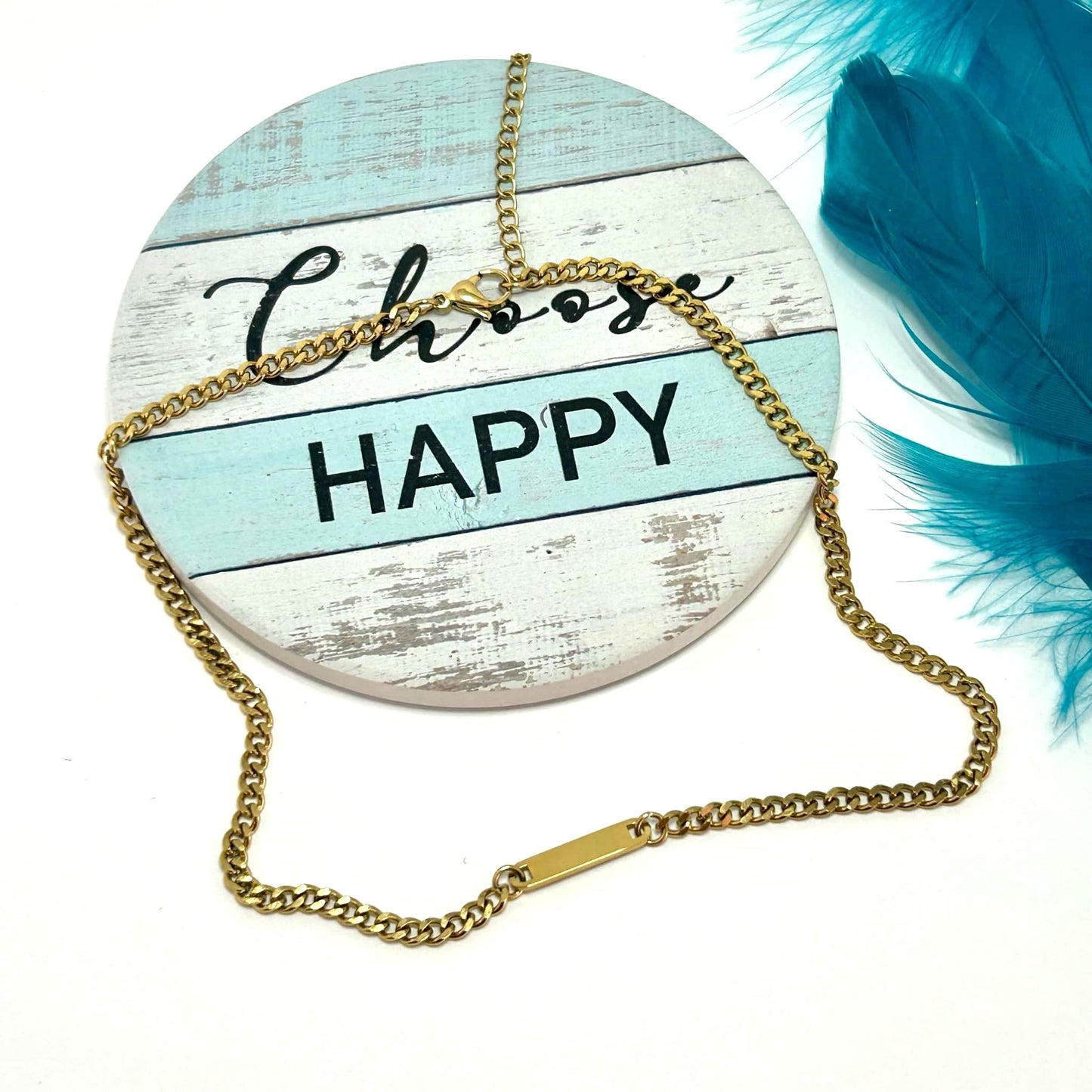 Curb Chain Bar Necklace
