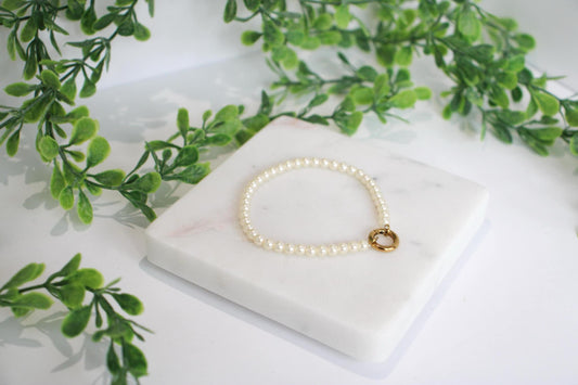 Glass Pearl Charm Keeper Bracelet