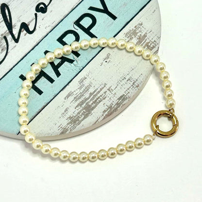 Glass Pearl Charm Keeper Bracelet